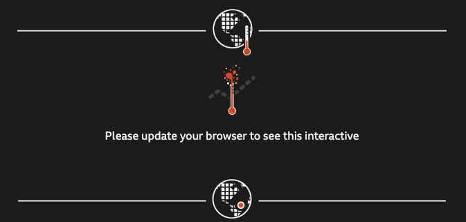 Screenshot of a bespoke ‘update your browser’ message