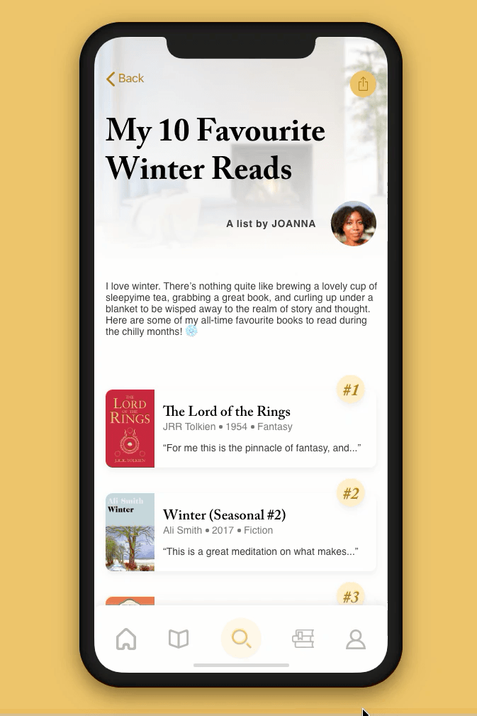 Updated Goodreads design — GIF of user scrolling through list page