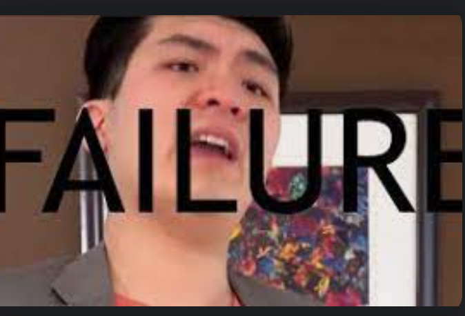 A picture of Steven He with the word “Failure” in capital letters across the middle of the image.