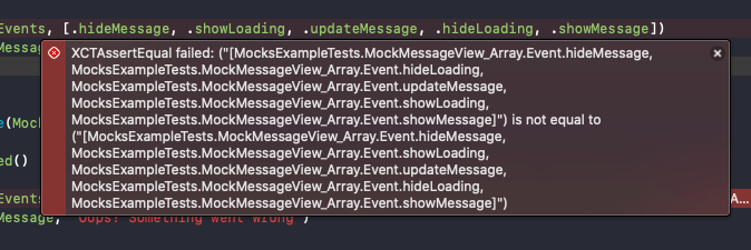 Long and unreadable test failure message for captured events array mock