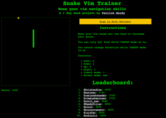 Snake Vim Trainer