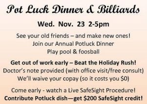 Pot Luck Dinners and Lasek Eye Surgery