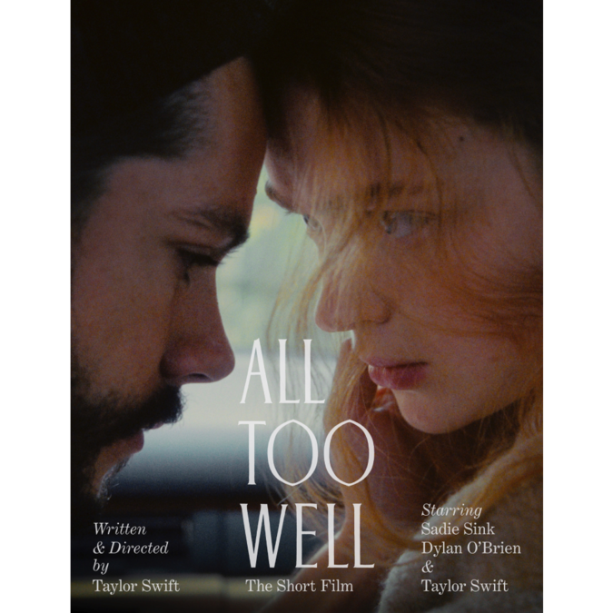 Pôster de All Too Well: The Short Film (2021), dir. Taylot Swift. À esquerda Dylan O’Brien e à direita, Sadie Sink.