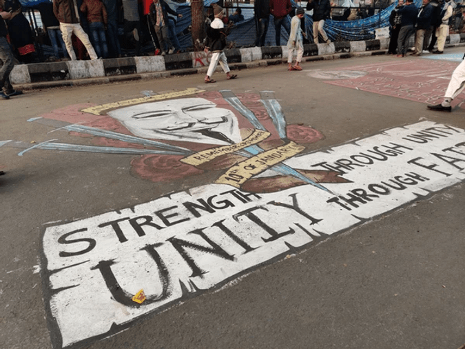 Street art in front of Jamia Milia Islamia campus during the anti-CAA protests. Image courtesy of Vice.