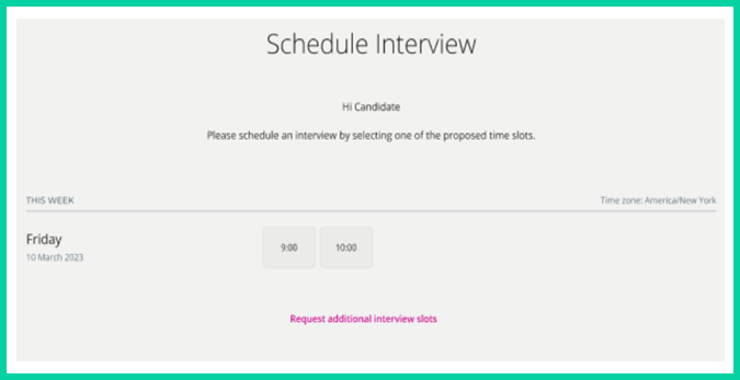 Image shows the Request Additional Interview Slots option.