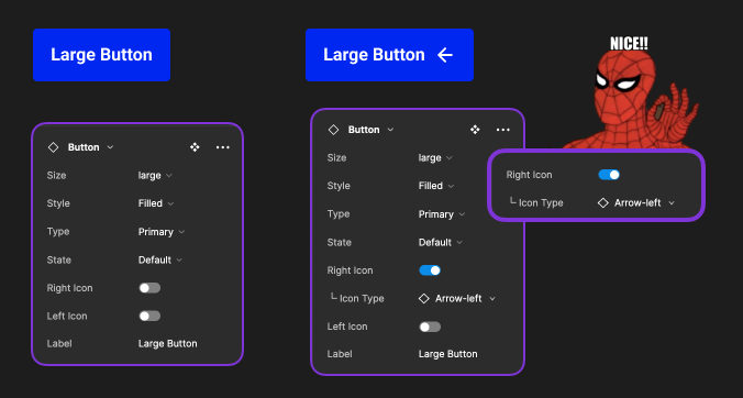 Shows how you can add (└ ) to properties that depend on other properties to exist.