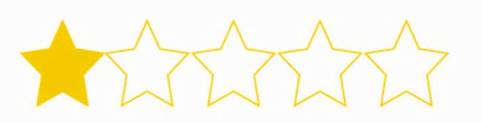 in the style of the Amazon star ranking system, this has 1 filled in yellow star next to four other, unfilled stars.