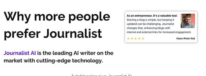 Comparison: Autoblogging.ai vs. Journalist AI — Best AI Writer 2024