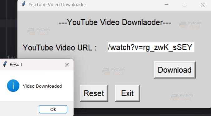 Python Youtube Video Downloader Project Output