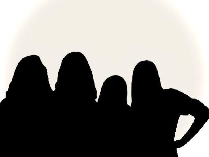 Silhouette of four friends against a bare-white background