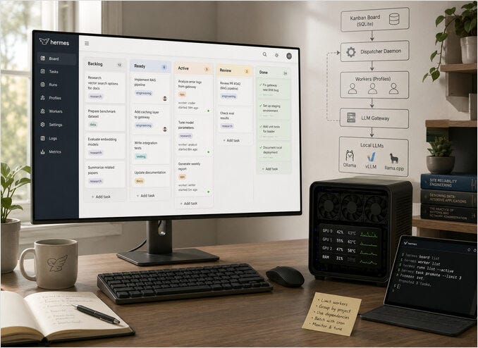 Kanban in Hermes Agent for Self Hosted LLM Workflows