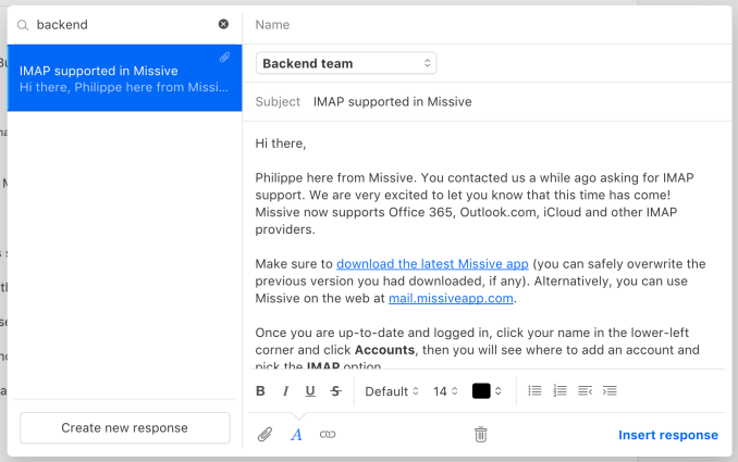 Missive enterprise messaging example message