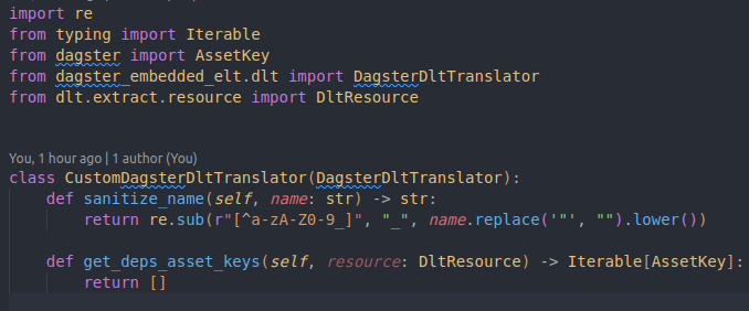 Image showing code for the translator.py for data ingestion.