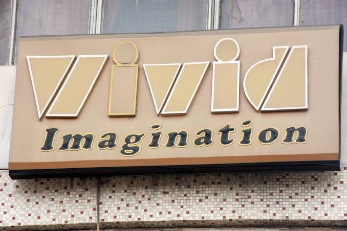 A picture of a banner with caption “Vivid Imagination”
