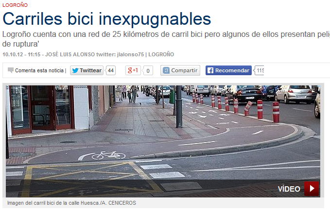 "Carriles bici inexpugnables", titulan en La Rioja. ¿Qué radio tiene esa curva?