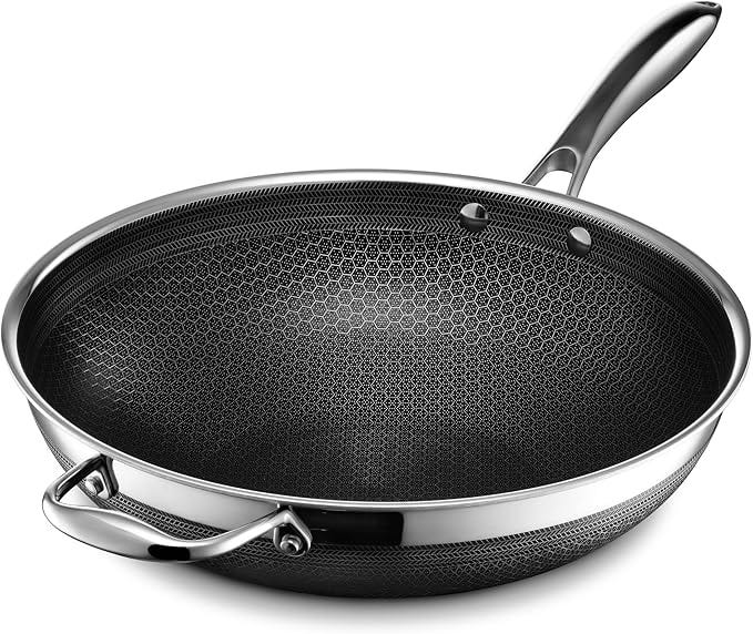 HexClad Hybrid Nonstick Frying Pan, 8-Inch, Stay-Cook Handle, Dishwasher and Oven Safe, Induction-Ready, Compatible with All Cooktops