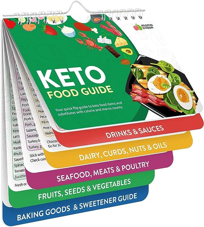 Momo & Nashi Keto Cheat Sheet Magnets Booklet — Keto Diet for Beginners & Dummies Kit — Magnetic Keto Food List Planning Tool Chart Weight Loss, Low Carb Ketogenic Meal Plan, Baking, Recipes Guide