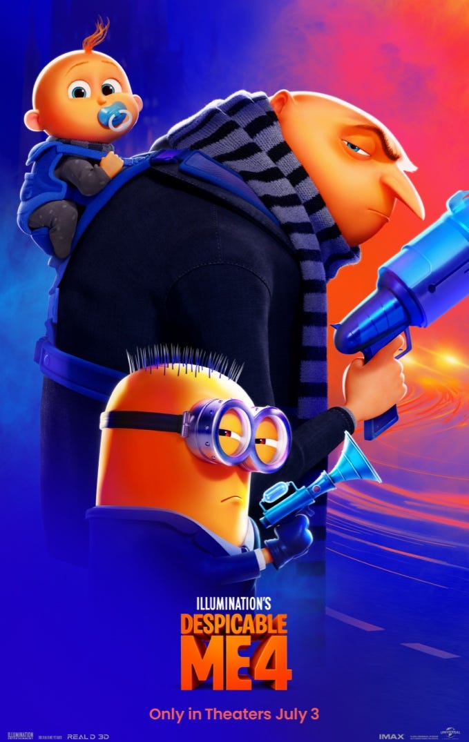 Gru, baby and minion