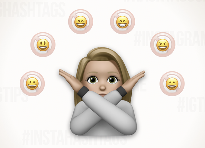 Large emoji of a woman crossing her arms surrounded by smaller face emojis