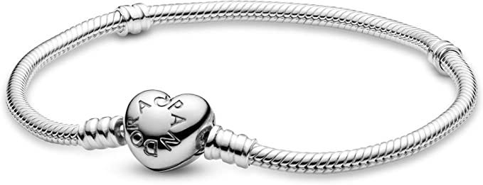 PANDORA Jewelry Moments Heart Clasp Snake Chain Charm Bracelet (Sterling Silver)