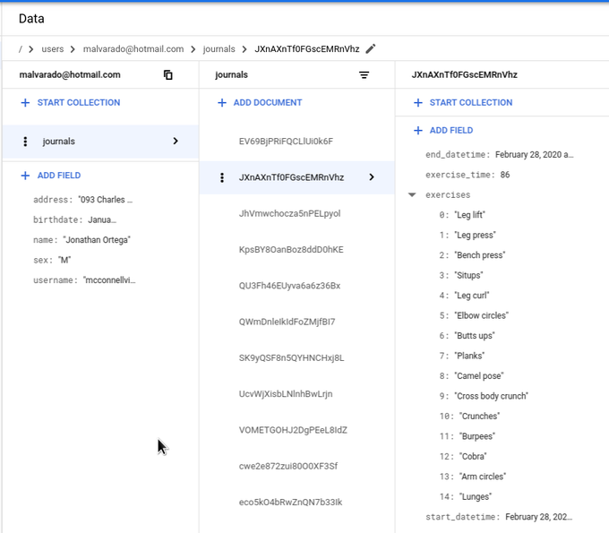 Firestore Data model