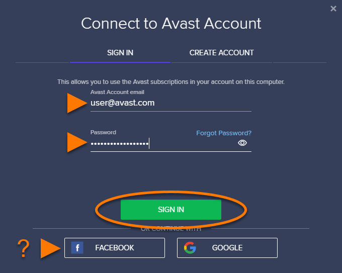 Creating an Avast Account
