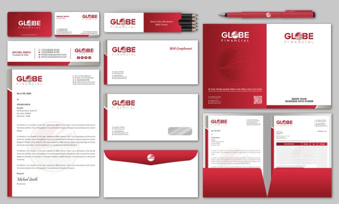 I will design business card, letterhead, stationery items, and corporate identity