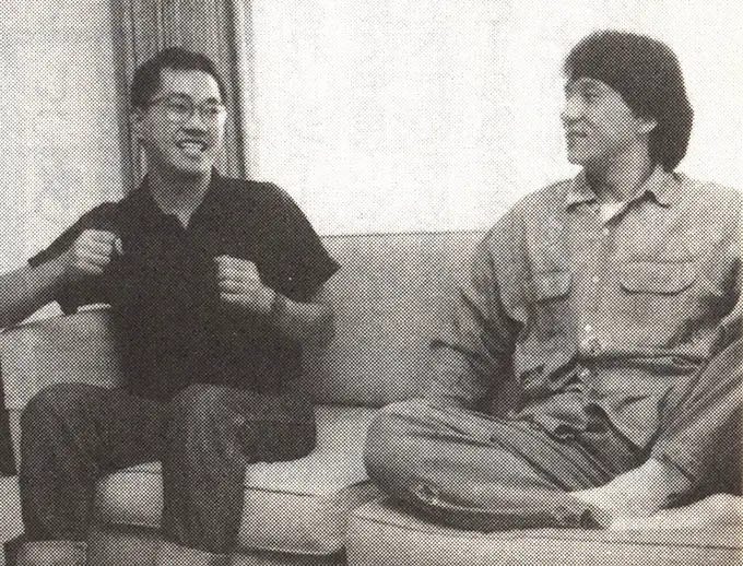 Akira Toriyama (left) with famous actor/martial artist Jackie Chan.