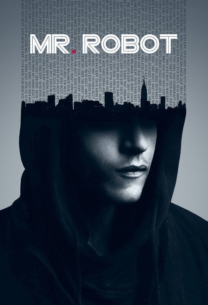 Mr.Robot series on Netflix about hacking, its character Elliot.
