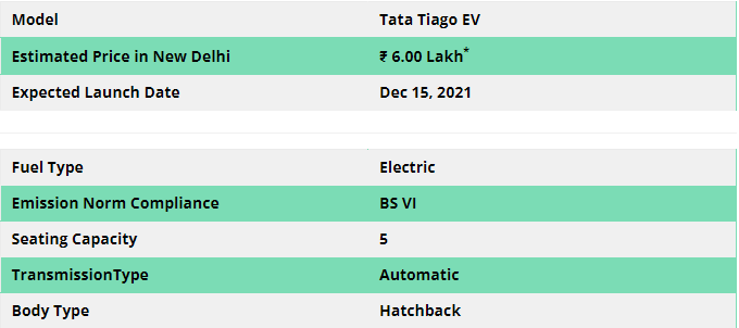 Tata Tiago EV Features and Specifications