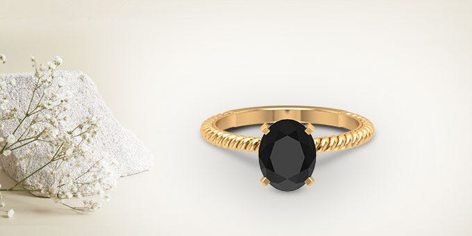 Black Onyx Solitaire Rings