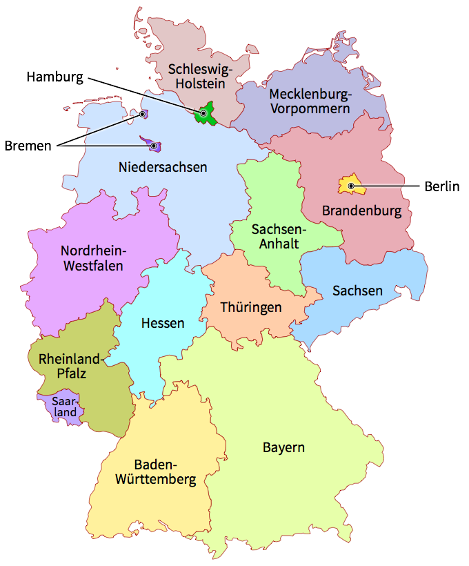 Map of German federal states