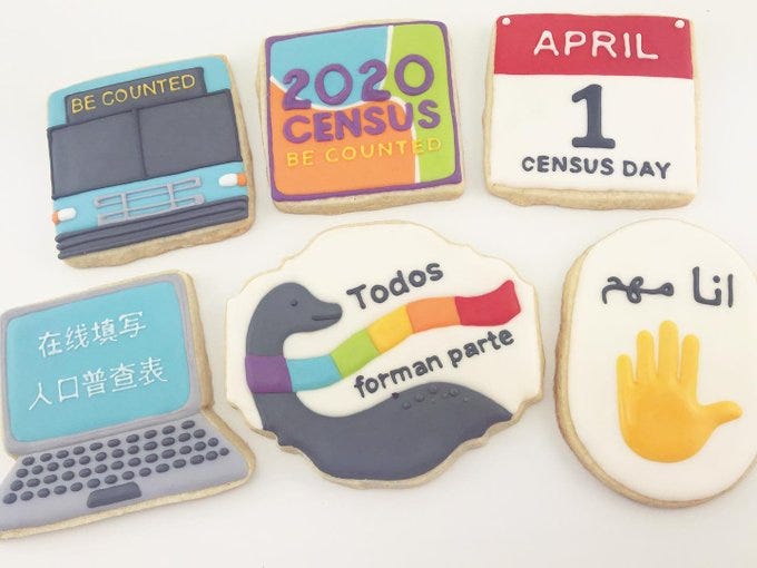 6 custom made cookies inspired by the 2020 Census