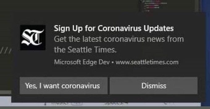 Coronavirus message from Seattle Times