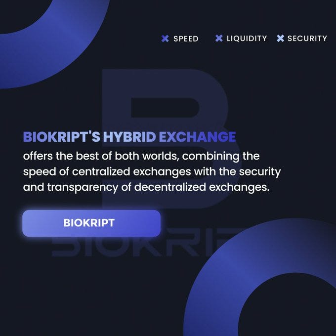 BIOKRIPT Hybrid Advantages over Traditional Centralized and Decentralized Exchanges