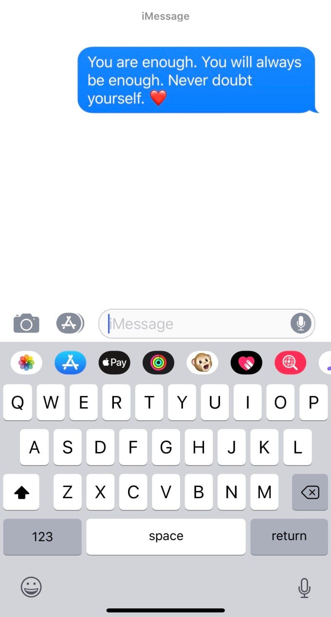 Friend sending encouraging text