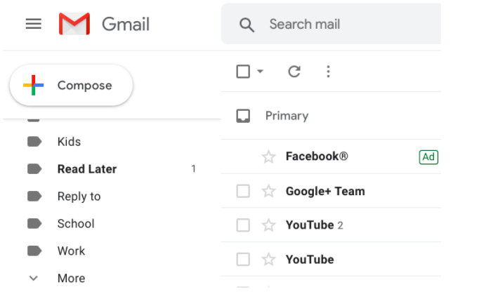 Folder setup in gmail