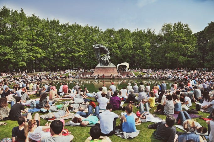 Chopin Concert at the Royal Baths Park in Warsaw, Poland.
