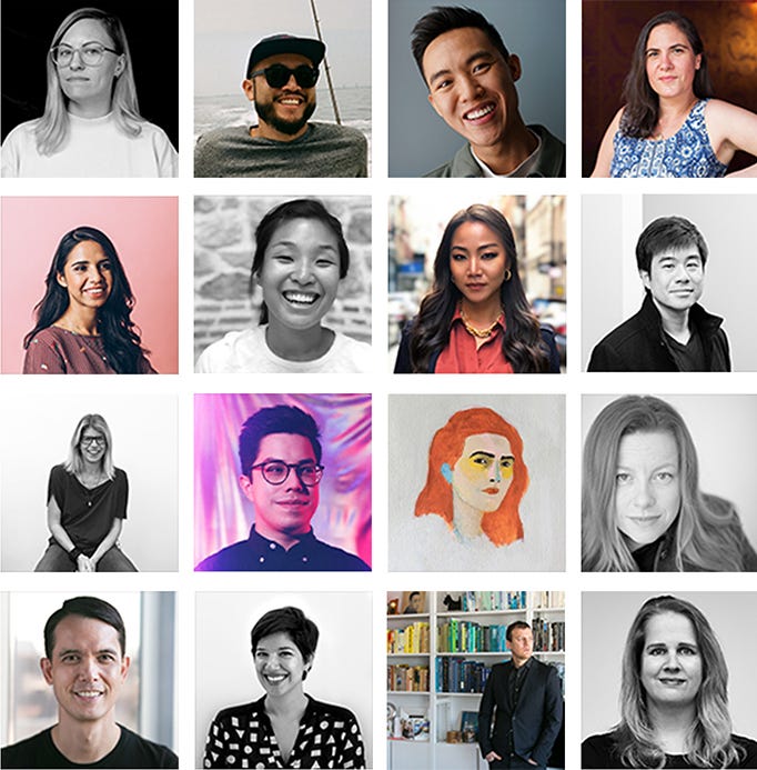 Grid of headshots of the aiga new york board and executive director