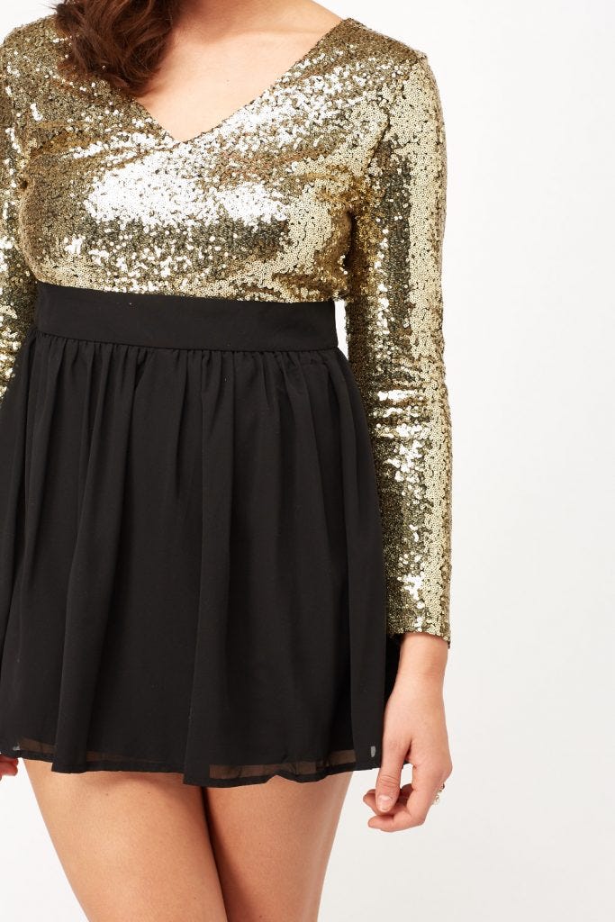 Everything 5 Pounds: Worth The Hype? | Long Sleeved Sequin Bodice Dress #dress #bodice #sequin #plussize #fashion