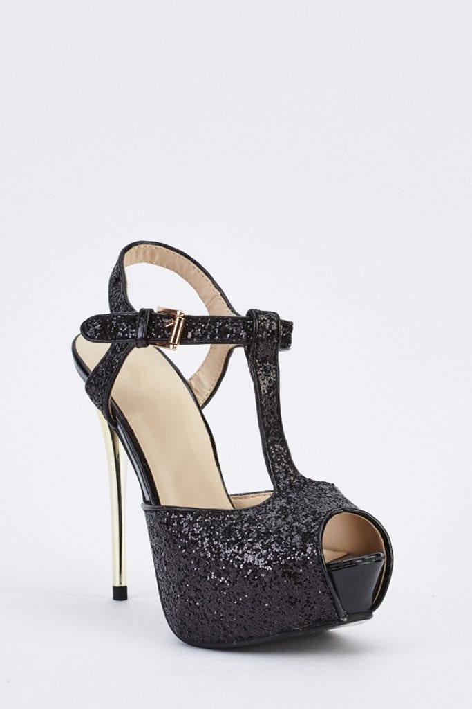 Everything 5 Pounds: Worth The Hype? | Glittered T-Bar Platform Heels #shoes #tbarheels #highheels #platforms #glitter