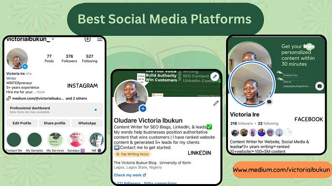 Image showing an infographics for the best social media platforms for your product and service-based business