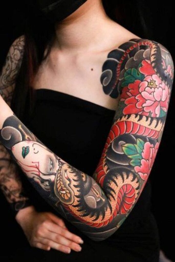 japanese snake tattoos hebi tattoo symbolism design ideas