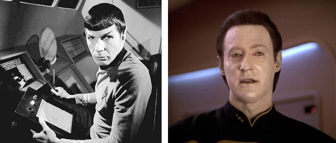 Collage of pictures of fictional science fiction characters from Star Trek