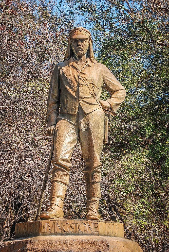 Statue of David Livingstone at Victoria Falls.