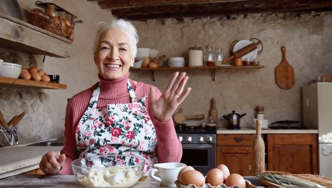 Prompt : “A instructional cooking session for homemade gnocchi hosted by a grandmother social media influencer set in a rustic Tuscan country kitchen with cinematic lighting”