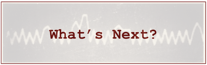 a box with text saying “whats next?” with a faint background image of a line graph