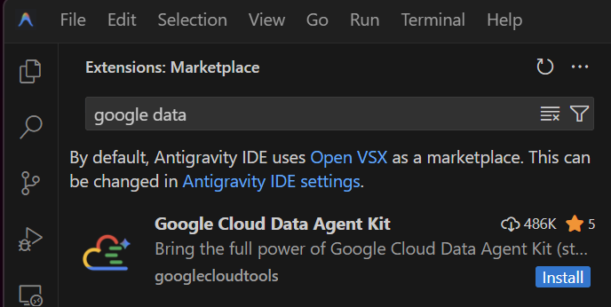 Installing Google Cloud Data Agent Kit in Antigravity