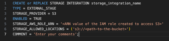 Create a storage integration: