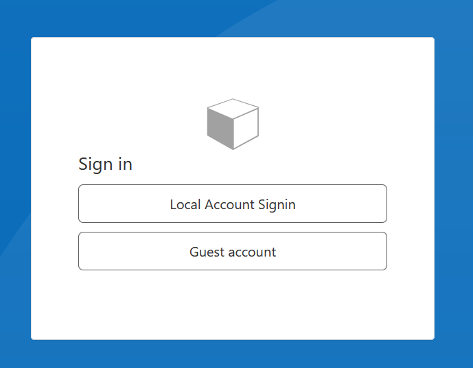 Image of sign in screen showing local account and guest account buttons